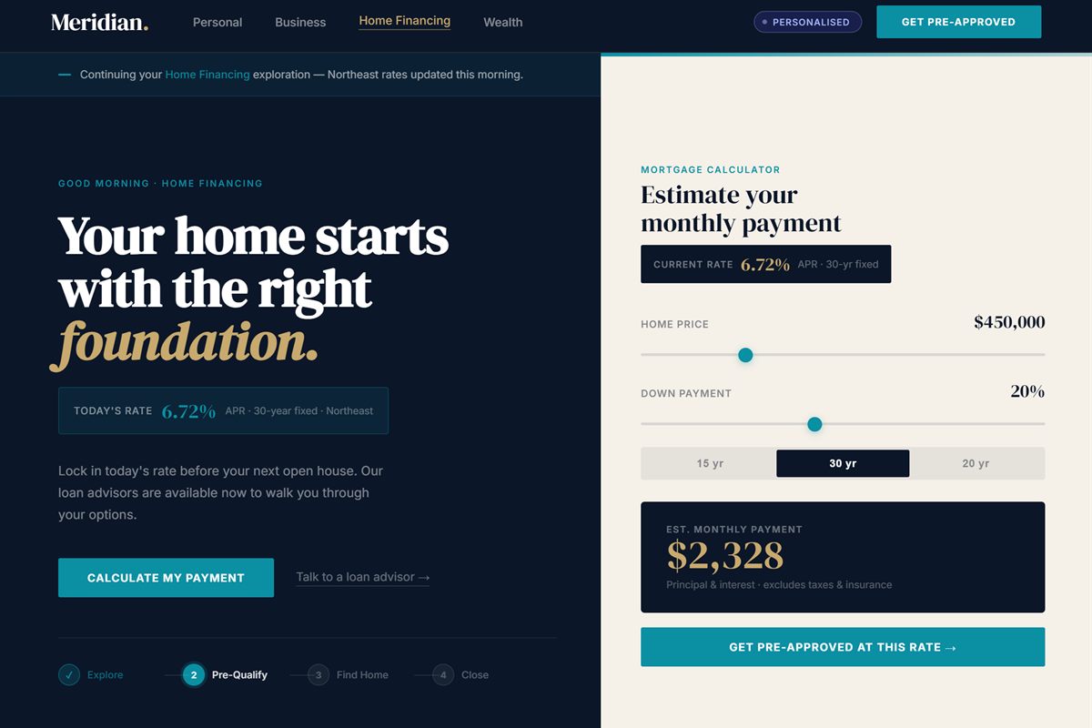 The same website with personalization — relevant, intent-driven